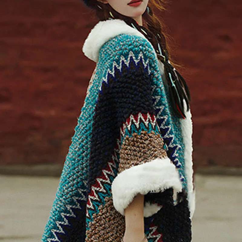 Mythstone Tibetan Multicolored Striped Shawl Winter Cozy Travel Scarf Wrap - Image 29