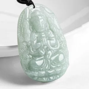 Mythstone Chinese Zodiac Natal Buddha Jade Wealth Prosperity Necklace Pendant