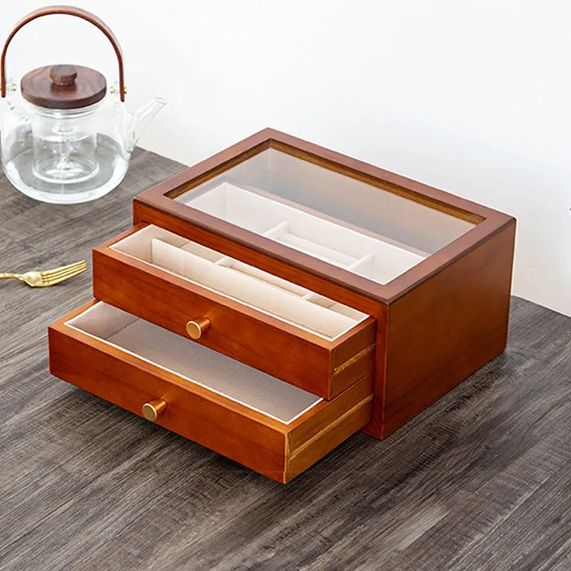 Mythstone Retro Solid Wood Jewelry Box Jewelry Storage Box With Drawer - Image 3