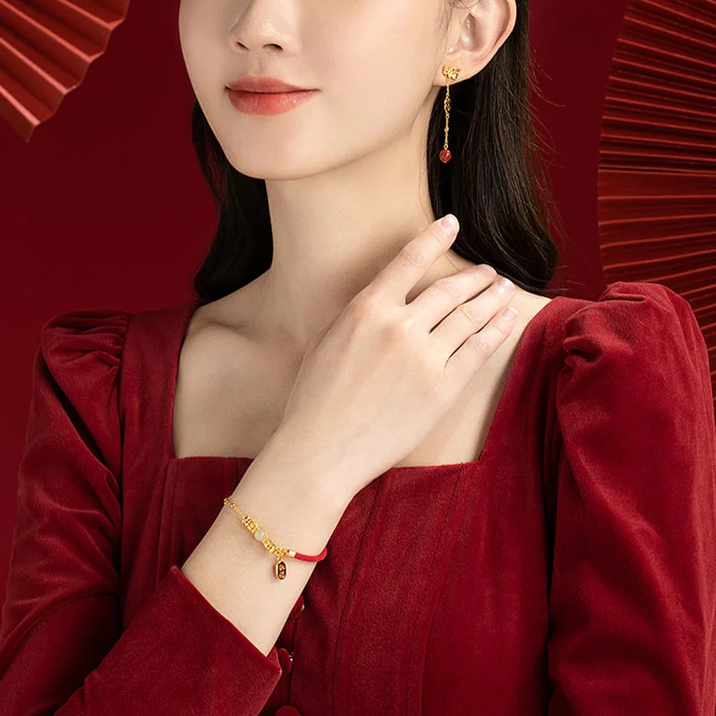 Mythstone Year of the Dragon 925 Sterling Silver Hetian Jade Attract Fortune Fu Character Luck Bracelet - Image 5