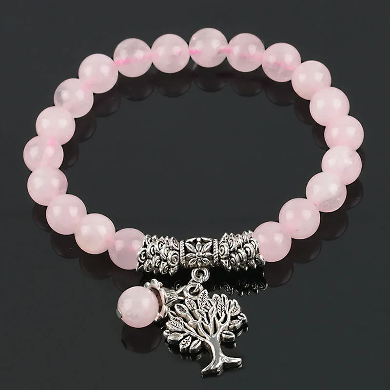 Mythstone Natural Gemstone Tree of Life Lucky Charm Stretch Bracelet - Image 10
