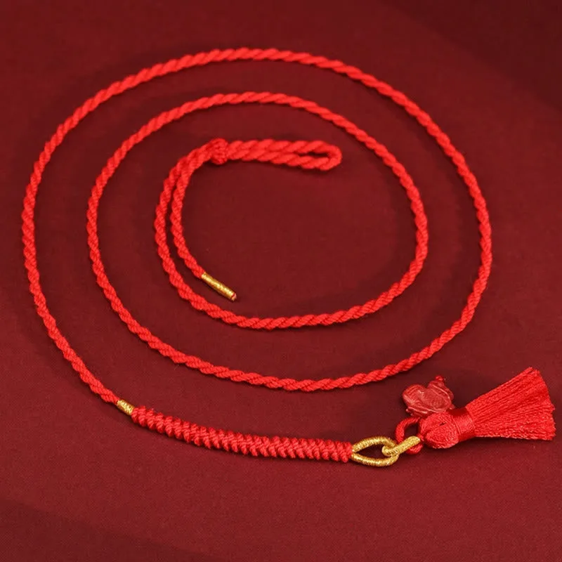 Mythstone Natural Cinnabar Dragon Blessing Red String Belly Chain - Image 16
