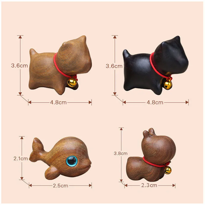 Mythstone Green Sandalwood Small Leaf Red Sandalwood Cute Cat Animals Soothing Peace Decorations - Image 42