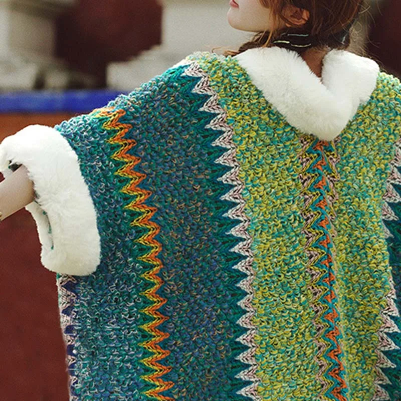 Mythstone Tibetan Multicolored Striped Shawl Winter Cozy Travel Scarf Wrap - Image 24