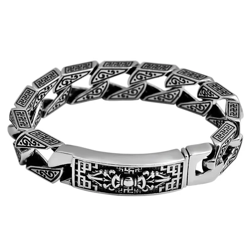 Mythstone Tibetan Om Mani Padme Hum Dorje Vajra Swastika Carved Purity Bracelet - Image 12