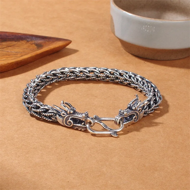 Mythstone 925 Sterling Silver Dragon Success Strength Bracelet Bangle