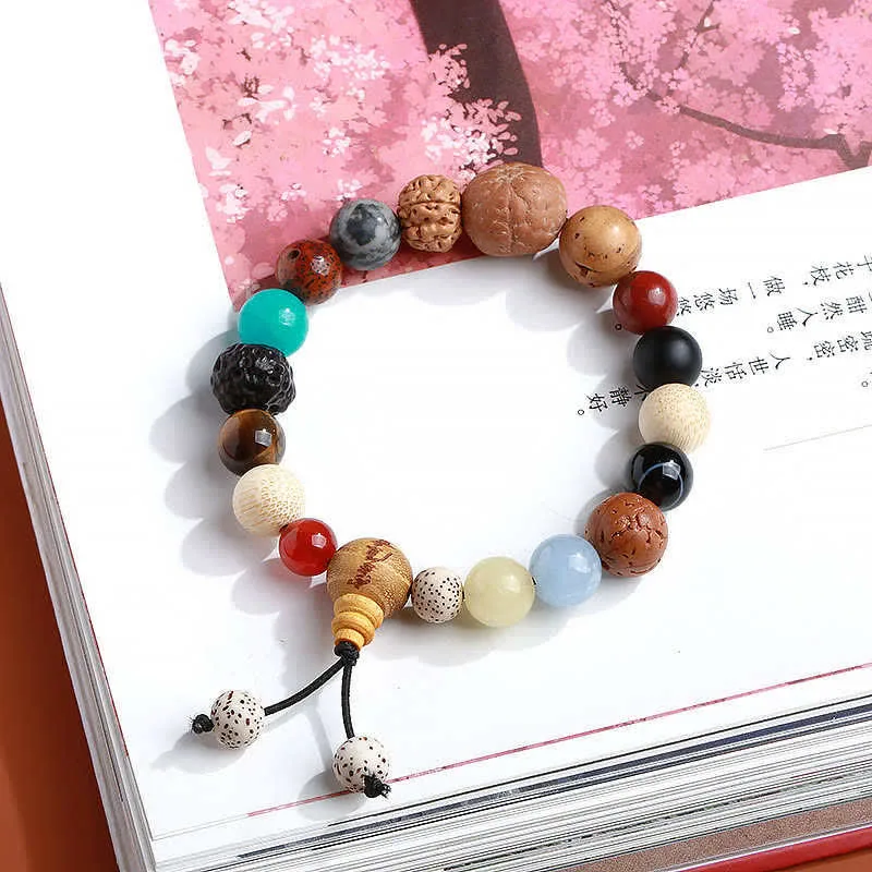 MythStone Bodhi Seed Agate Wisdom Harmony Wrist Mala Bracelet - Image 2
