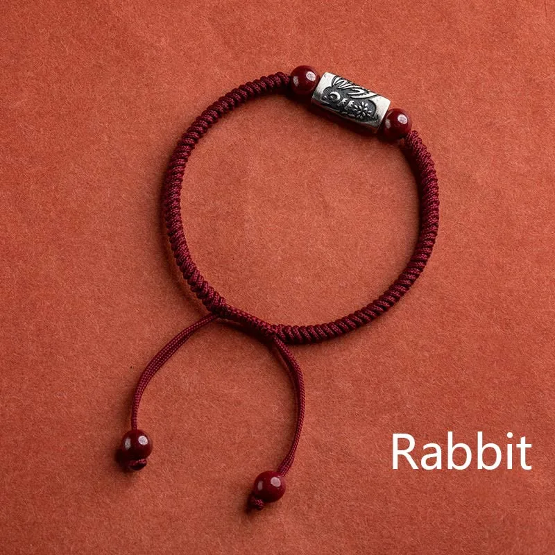 Mythstone 925 Sterling Silver 12 Chinese Zodiac Cinnabar String Bracelet - Image 17