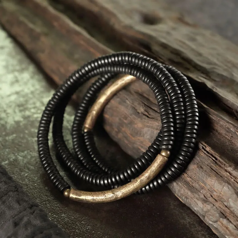 Mythstone Ebony Wood Copper Balance Multilayered Bracelet - Image 2