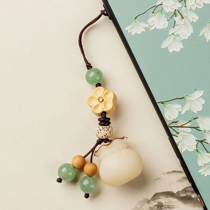 Mythstone Natural Bodhi Seed Money Bag Flower Blessing Prosperity Keychain - Image 9