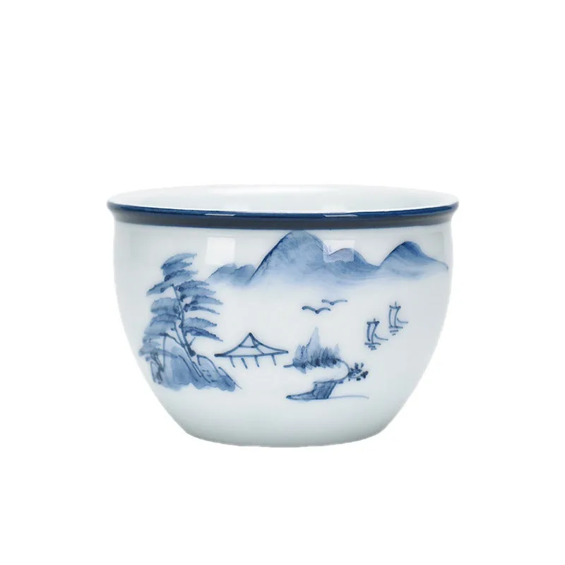 Mythstone - Koi Fish Lotus Flower Leaf Mountains Tree Ceramic Teacup Kung Fu Tea Cup 130ml - Image 11