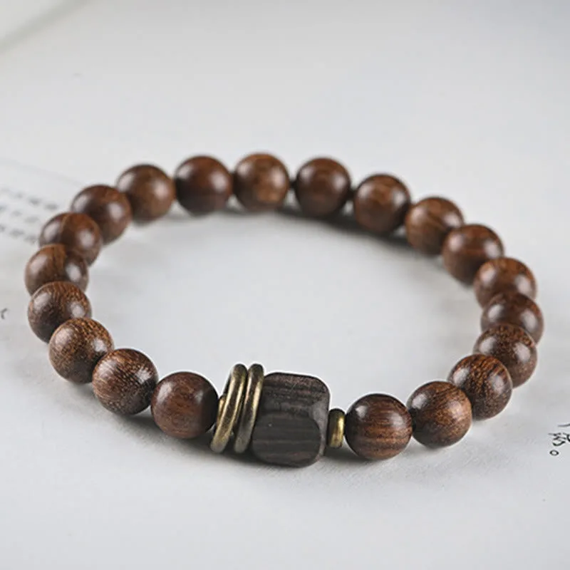 Mythstone Sandalwood Ebony Wood Bead Healing Single Double Wrap Bracelet - Image 15