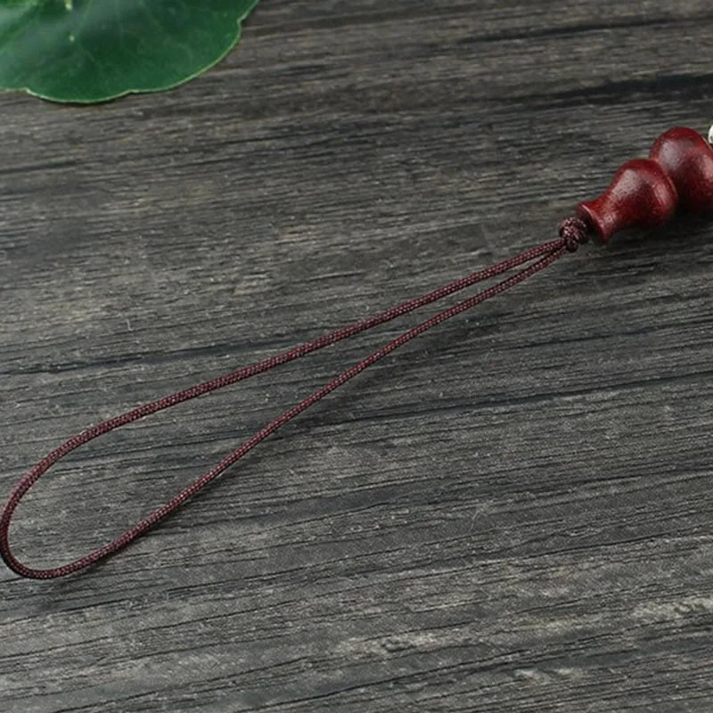 Mythstone Green Sandalwood Ebony Wood Gourd Seven Layer Pagoda Positive Phone Hanging Decoration - Image 14