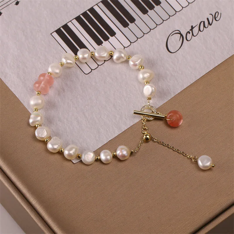 Mythstone Pearl Green Strawberry Quartz Bead Healing Chain Bracelet - Image 15