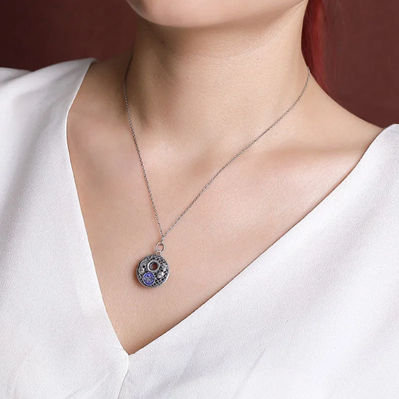 Mythstone - 999 Sterling Silver Koi Fish Fu Character Lotus Peace Buckle Wealth Necklace Pendant - Image 5