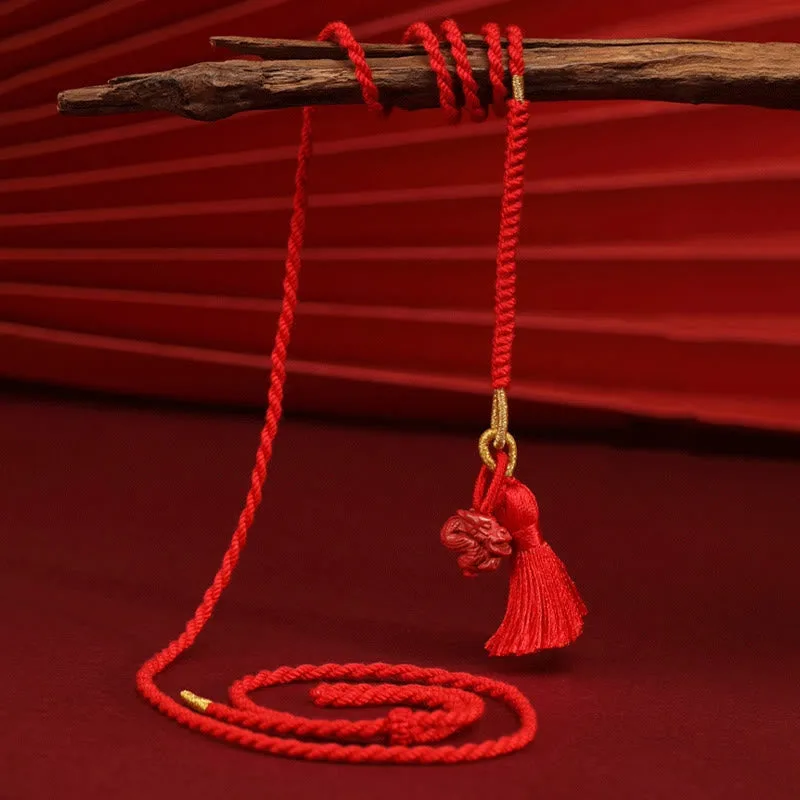 Mythstone Natural Cinnabar Dragon Blessing Red String Belly Chain - Image 12