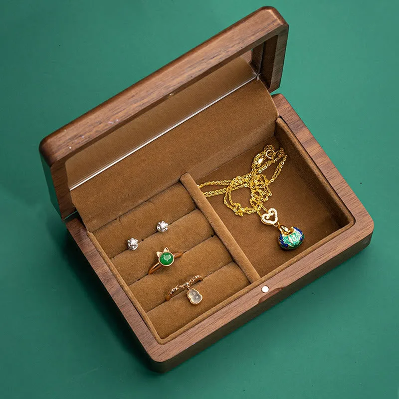 Mythstone Vintage Handmade Black Walnut Wood Jewelry Storage Box With Mirror - Image 18