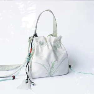 Mythstone Handmade Embroidered Flowers Canvas Tote Shoulder Bag Handbag