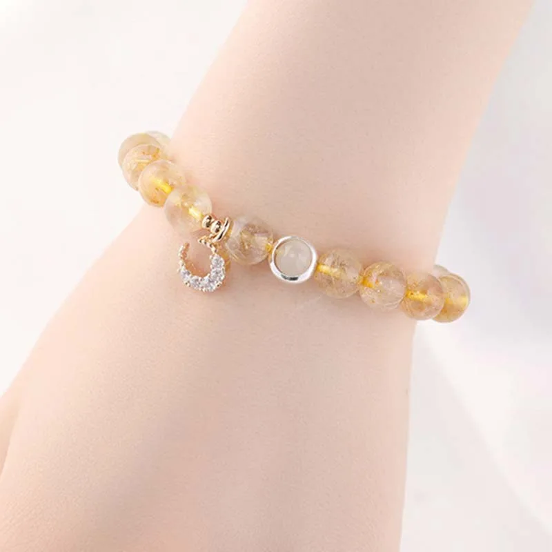 Citrine Luck Protection Moon Charm Bracelet - Image 3