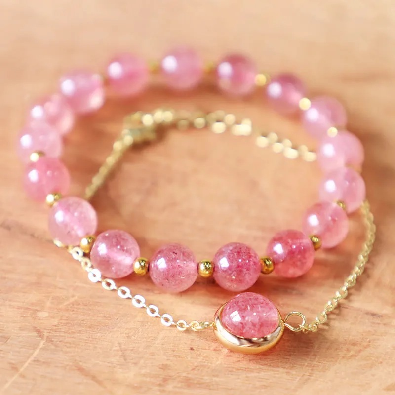 MythStone Sun Stone Strawberry Quartz Crystal Positive Bracelet - Image 4