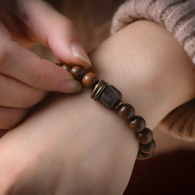 Mythstone Sandalwood Ebony Wood Bead Healing Single Double Wrap Bracelet - Image 16