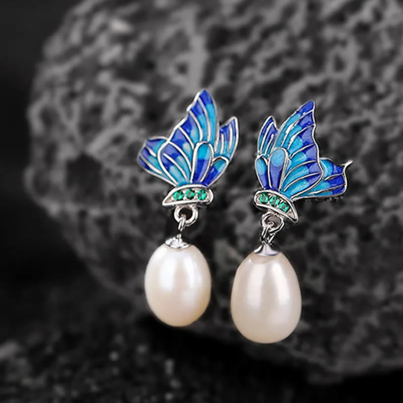 Mythstone 925 Sterling Silver Pearl Butterfly Healing Necklace Pendant Earrings Ring - Image 9