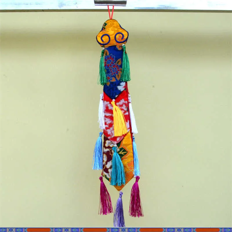 Mythstone Lotus Flower Eight Auspicious Symbols Meditation Enlightenment Colorful Tassels Wall Art - Image 13