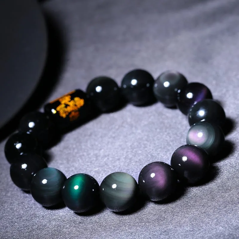 MythStone Natural Rainbow Obsidian Positive Transformation Bracelet - Image 5