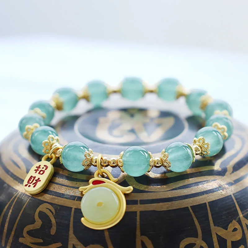 MythStone Year of the Dragon Red Agate Green Aventurine Peace Buckle Fu Character Lucky Fortune Bracelet - Image 6