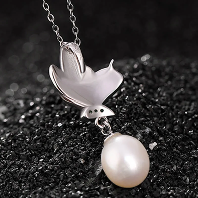 Mythstone 925 Sterling Silver Pearl Butterfly Healing Necklace Pendant Earrings Ring - Image 4