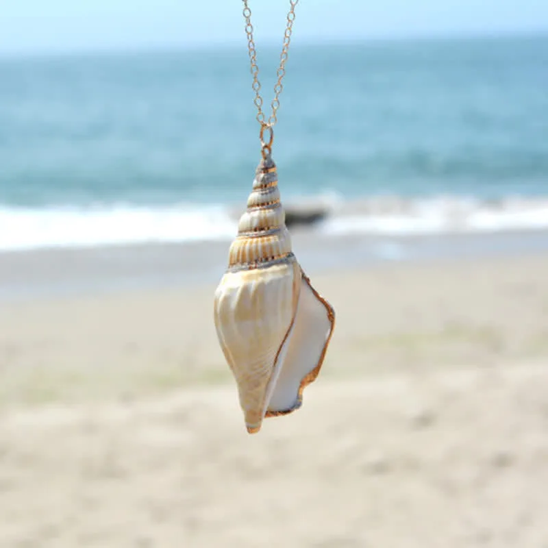 Mythstone Natural Shankha Conch Shell Seashell Lucky Necklace Pendant - Image 2