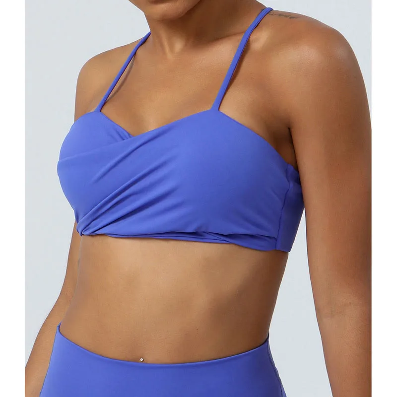 Mythstone Workout Sleeveless Backless Criss-Cross Strap Top Bra Flared Pants Sports Fitness Yoga Outfit - Image 30