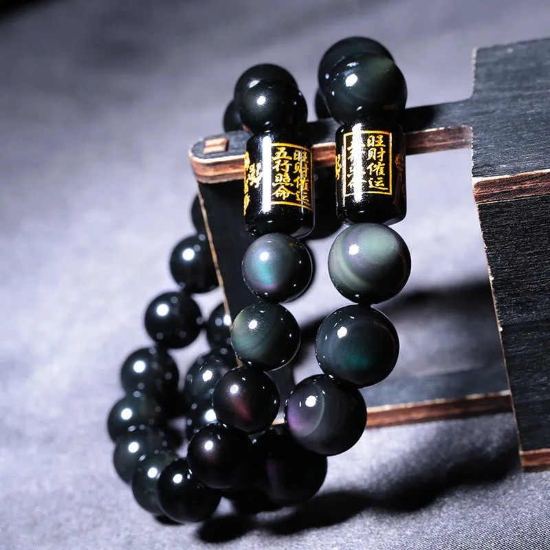 MythStone Natural Rainbow Obsidian Positive Transformation Bracelet - Image 3