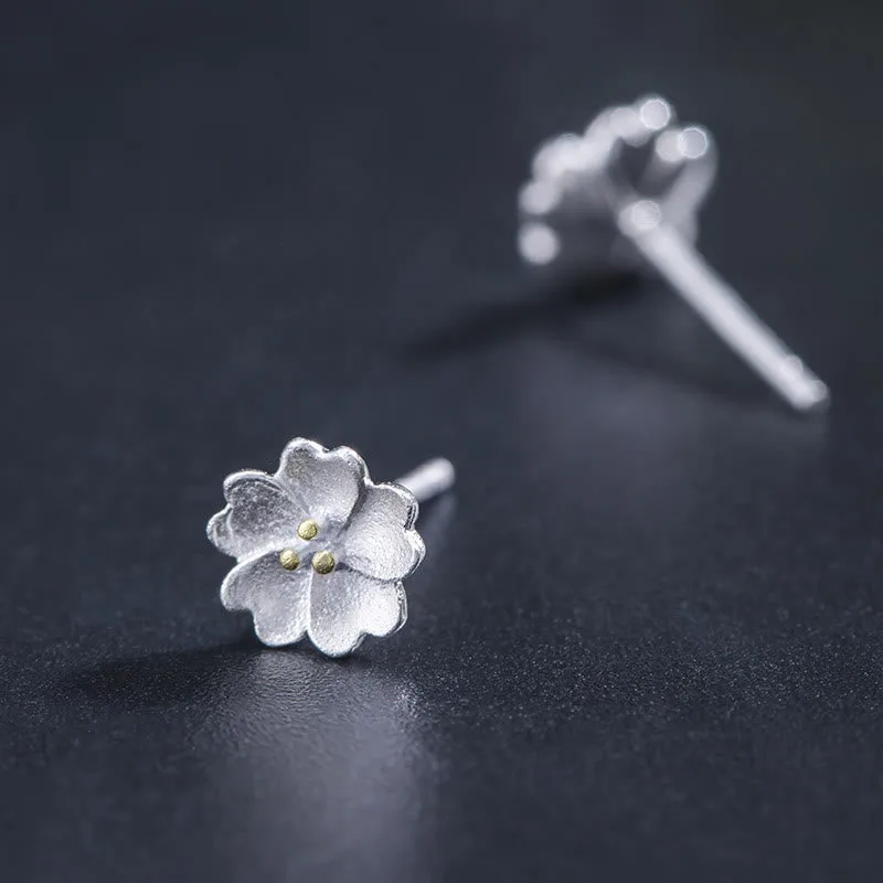 Mythstone 925 Sterling Silver Cherry Blossoms Floral Calm Stud Earrings - Image 3