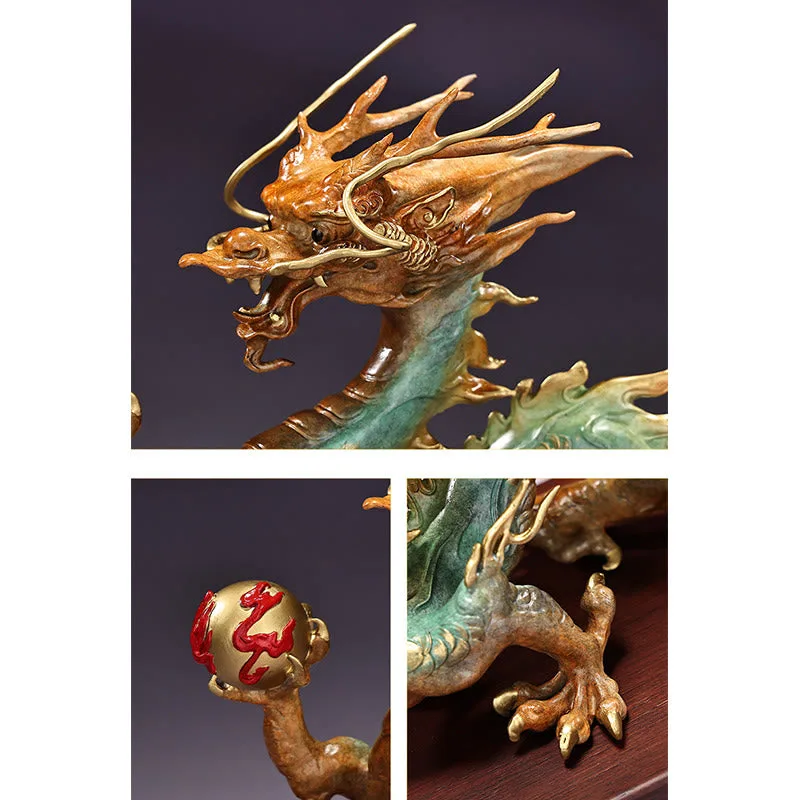Mythstone Year Of The Dragon Auspicious Dragon Brass Copper Luck Success Office Decoration - Image 12