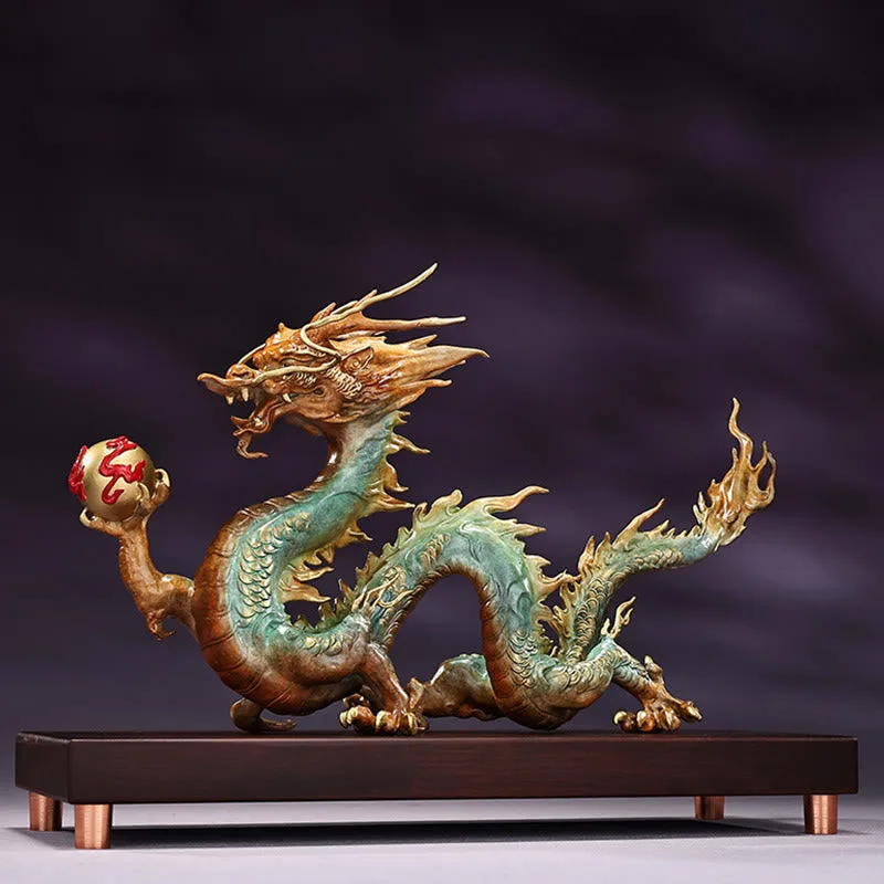 Mythstone Year Of The Dragon Auspicious Dragon Brass Copper Luck Success Office Decoration - Image 11