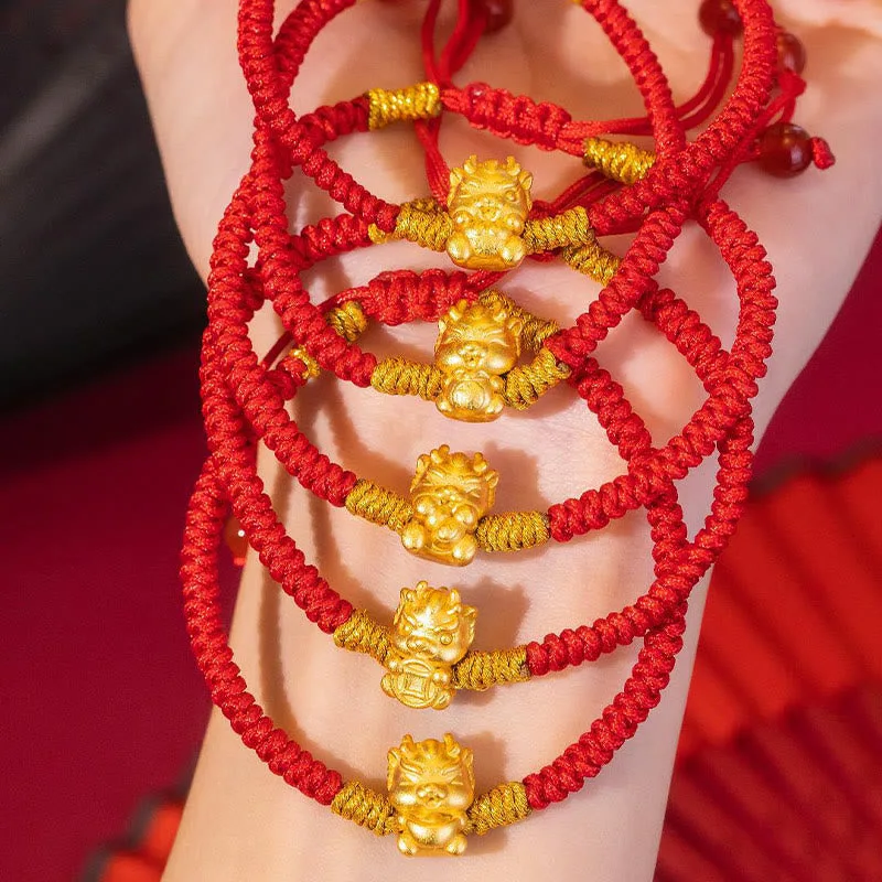 Mythstone 999 Sterling Silver Year of the Dragon Copper Coin Fortune Dragon Fu Character Luck Handcrafted Red String Braided Bracelet - Image 18