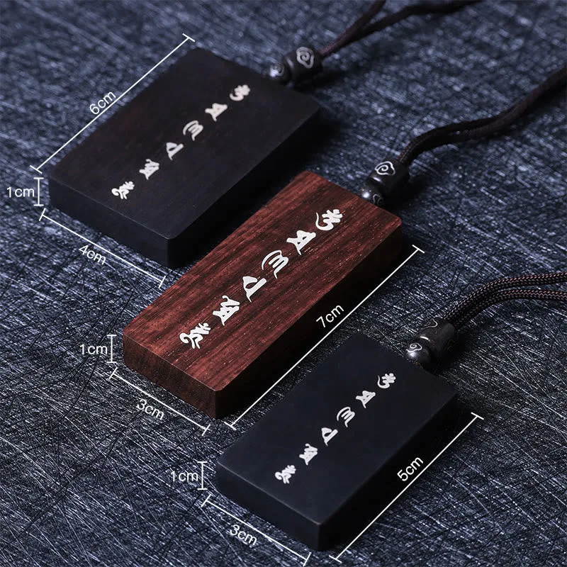 Mythstone 999 Sterling Silver Small Leaf Red Sandalwood Ebony Wood Om Mani Padme Hum Inlaid Protection Necklace Pendant - Image 8