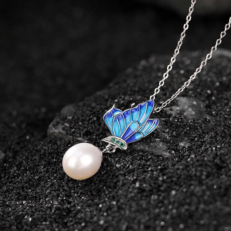 Mythstone 925 Sterling Silver Pearl Butterfly Healing Necklace Pendant Earrings Ring - Image 2