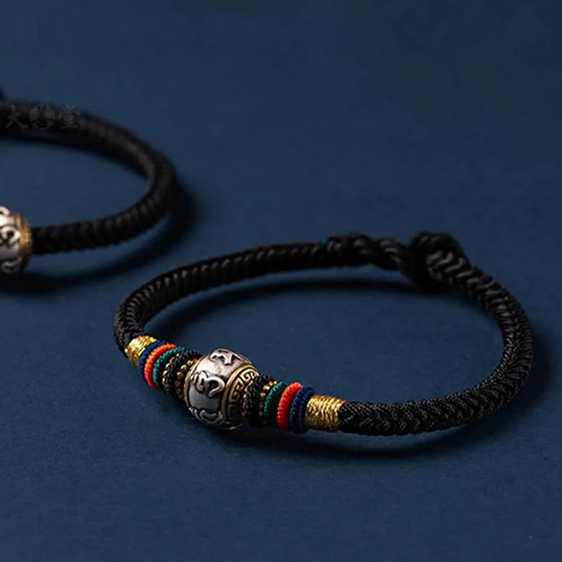 Mythstone 925 Sterling Silver Tibet Handmade Om Mani Padme Hum Luck Protection King Kong Knot Braided Bracelet - Image 15
