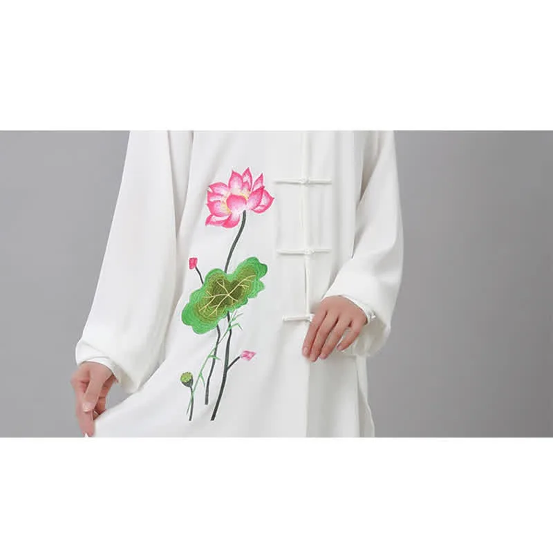 Mythstone Lotus Flower Leaf Pattern Tai Chi Meditation Prayer Spiritual Zen Practice Clothing Women's Set - Image 19