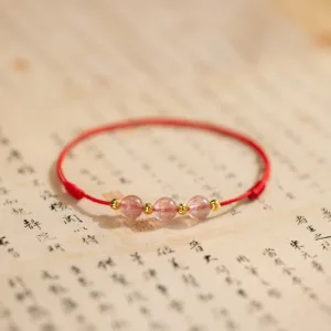 Mythstone Strawberry Crystal Beads Luck Red String Anklet