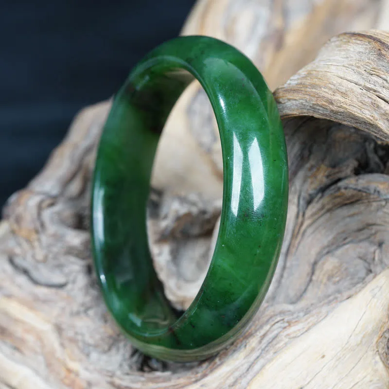 Mythstone Natural Hetian Cyan Jade Happiness Success Bracelet Bangle - Image 2