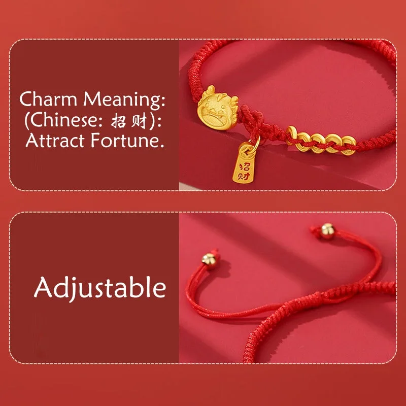 Mythstone Handmade 925 Sterling Silver Year of the Dragon Gold Copper Coin Luck Bracelet - Image 6