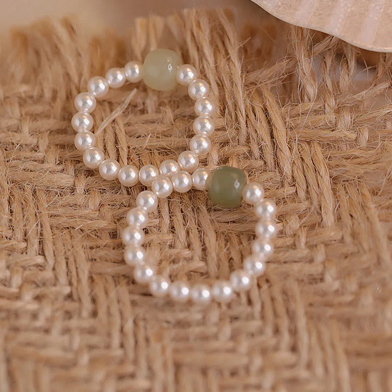 Mythstone Round Jade Pearl Beads Luck Ring - Image 8