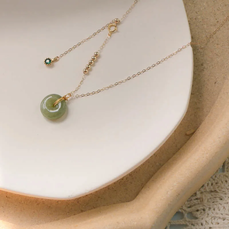 Mythstone Peace Buckle White Jade Cyan Jade Luck Happiness Necklace Pendant - Image 13