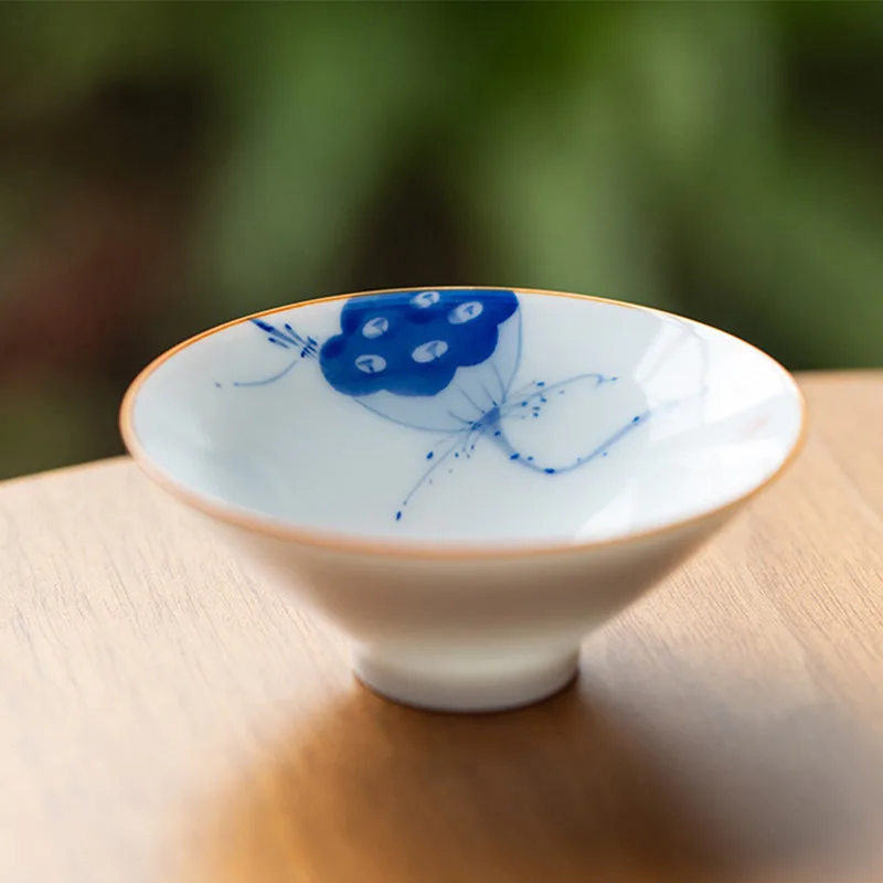 Mythstone - Mandala Flower Koi Fish Lotus Bird Persimmons Teacup Kung Fu Tea Cup 50ml - Image 9