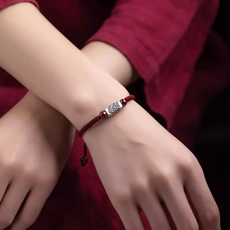 Mythstone 925 Sterling Silver 12 Chinese Zodiac Cinnabar String Bracelet - Image 15