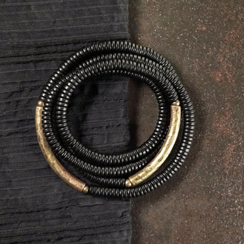 Mythstone Ebony Wood Copper Balance Multilayered Bracelet - Image 3