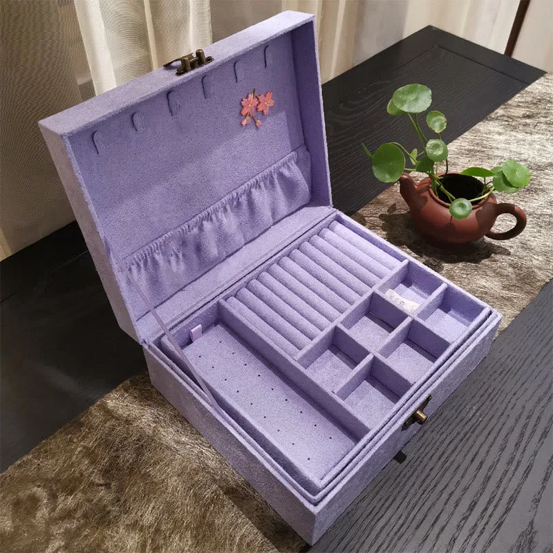 Mythstone Purple Phoenix Jewelry Box Organizer Two-Layer Jewelry Storage Box Flannel Box - Image 7